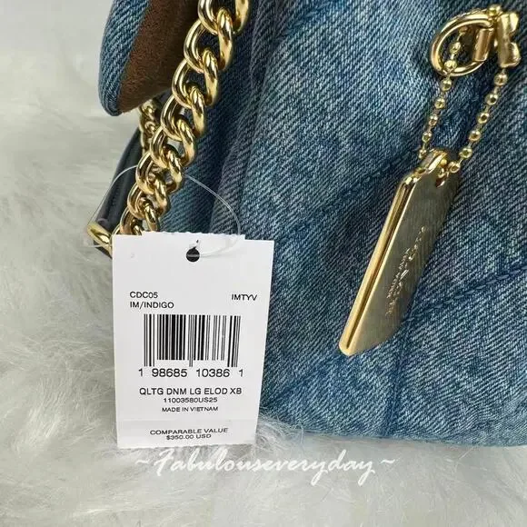 Coach Elodie Crossbody Bag In Regenerative Cotton With Quilting CDC05 Indigo NWT - Picture 5 of 8